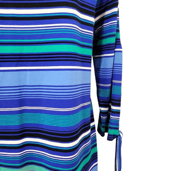 CUPIO Women's Nautical Cold Shoulder Striped Shirt Dress Blue Size Large - Picture 5 of 15